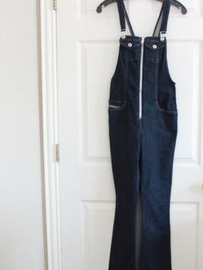 Diesel Denim Overalls Fitted Flare Leg Jumpsuit Indigo Denim Zipper Front